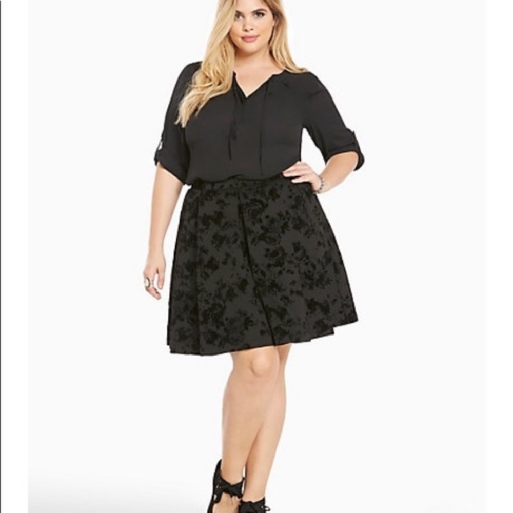 Torrid Burn Out Velvet Floral Skirt